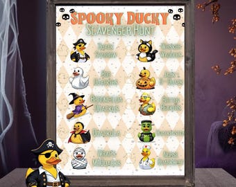 Halloween Duck Scavenger Hunt Printable - Halloween Game Night - Classroom - Family Activity - Halloween Party Game for Kids - Spooky Ducky