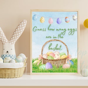 Guess how many eggs are in the basket - Easter Guessing Game - Easter Basket Party Game - Egg Hunt Easter Bunny - Party Guessing Game