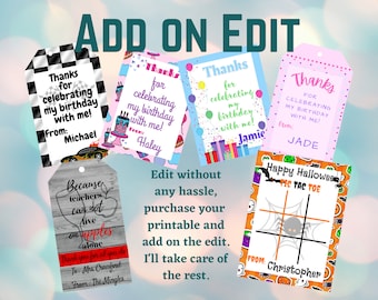 Edit add on, Make your printable personalized, Add on only, Printable, digital add on, personalized printable