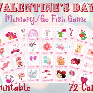 Tarjetas de memoria para el día de San Valentín Go Fish, el día de San Valentín, juego de aprendizaje temprano fácil Juegos de lectura preescolar y temprana Charadas coloridas