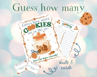 Adivina cuántas galletas hay en el frasco, juego de fiesta, diversión en la fiesta, adivinanzas del frasco, juego de adivinanzas para fiestas, baby shower