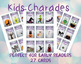 Halloween Charades, printable charade cards, halloween printables, halloween party ideas, halloween charades for kids, Halloween fun