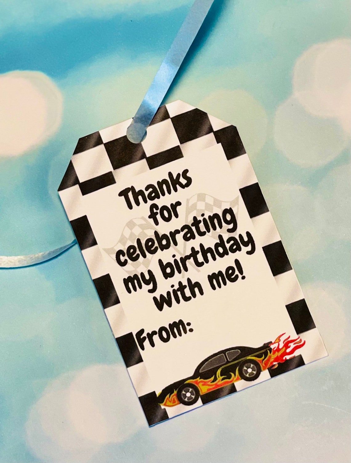 Thanks for Racin' by Birthday Tag Printable Racing Tag Racing Thank You ...