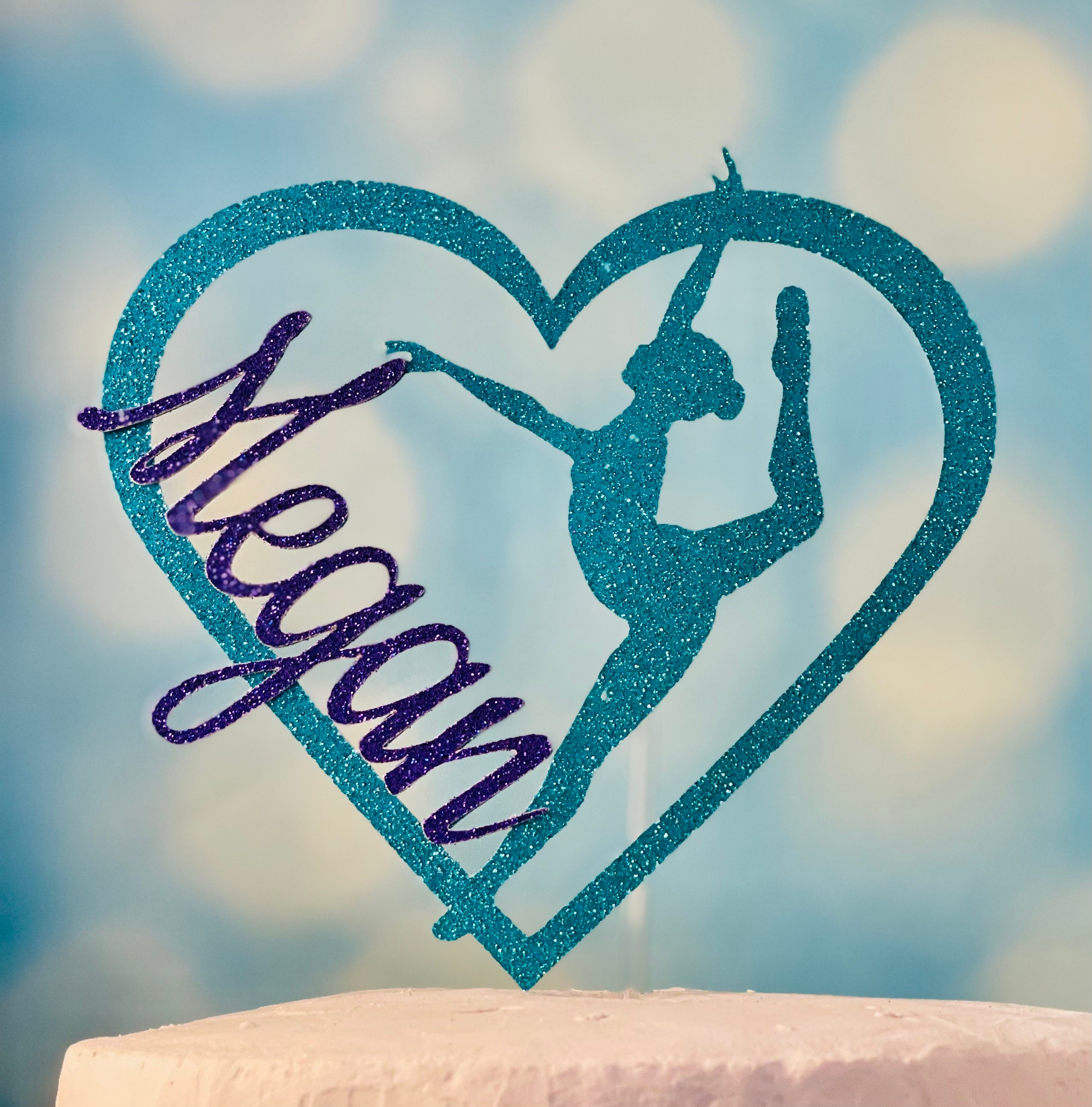Dancer cake topper dancer in heart with name cake topper | Etsy