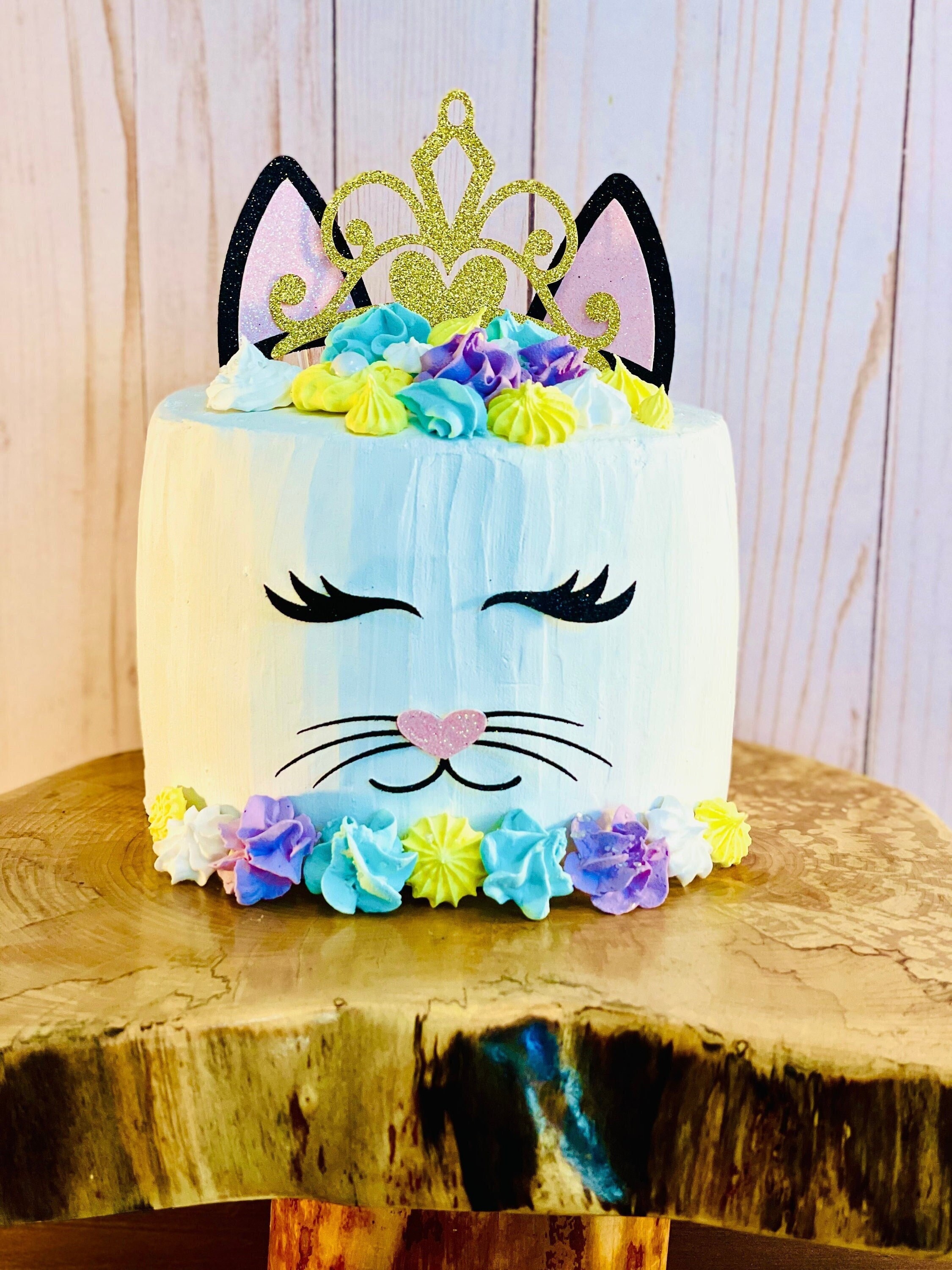 Cat Cake Topper Unikitty Topper Kitty Birthday Cat Theme Birthday Party Cat Face Cake Kitten Cake Topper Cat Cake Topper Cat Etsy