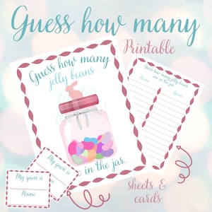 Easter Guess How Many Jelly Beans printable, Easter guessing game, jelly bean guessing game, how many guesses, easter games, easter fun