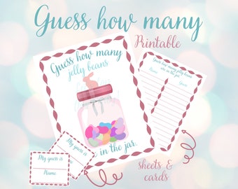 Easter Guess How Many Jelly Beans printable, Easter guessing game, jelly bean guessing game, how many guesses, easter games, easter fun