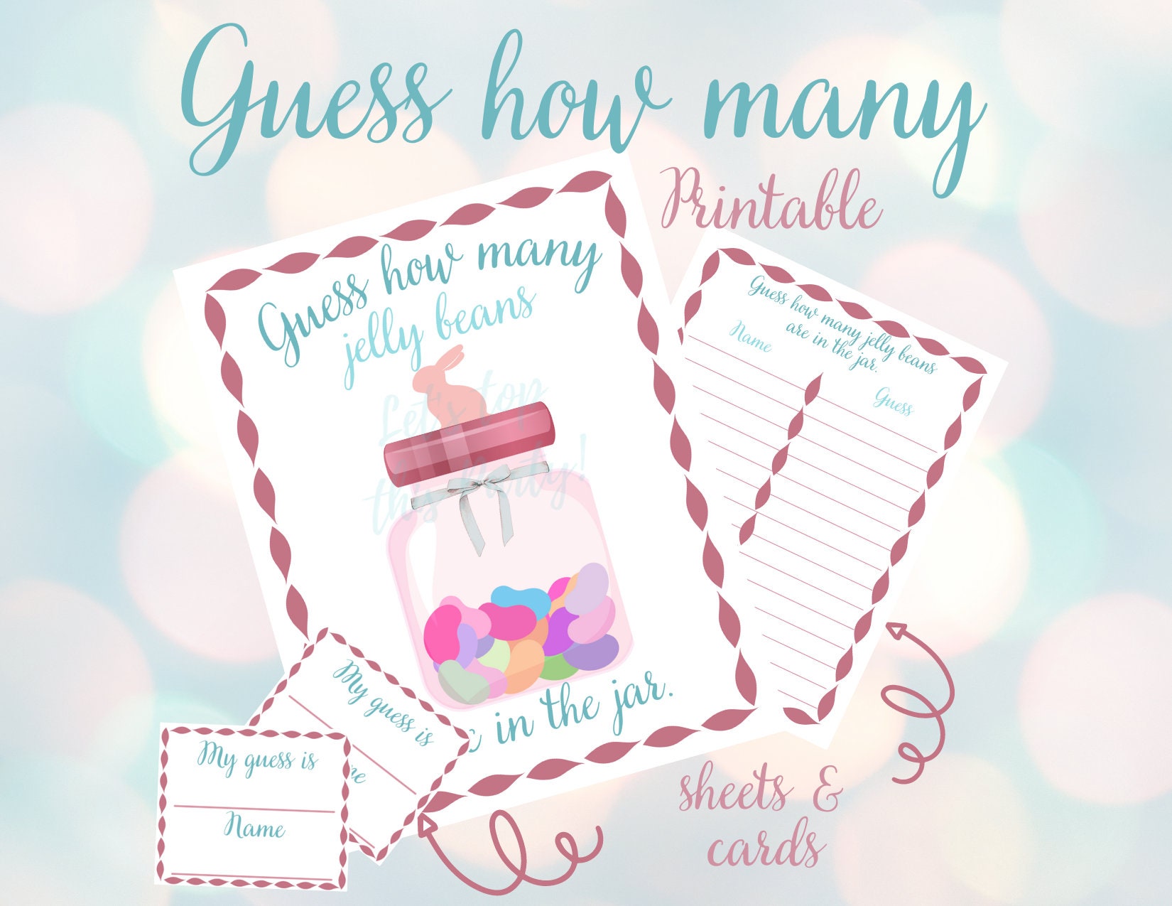 Easter Guess How Many Jelly Beans Printable Easter Guessing Etsy