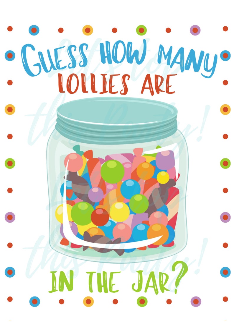 Guess How Many Lollies Are in the Jar How Many Lollies Are in Etsy