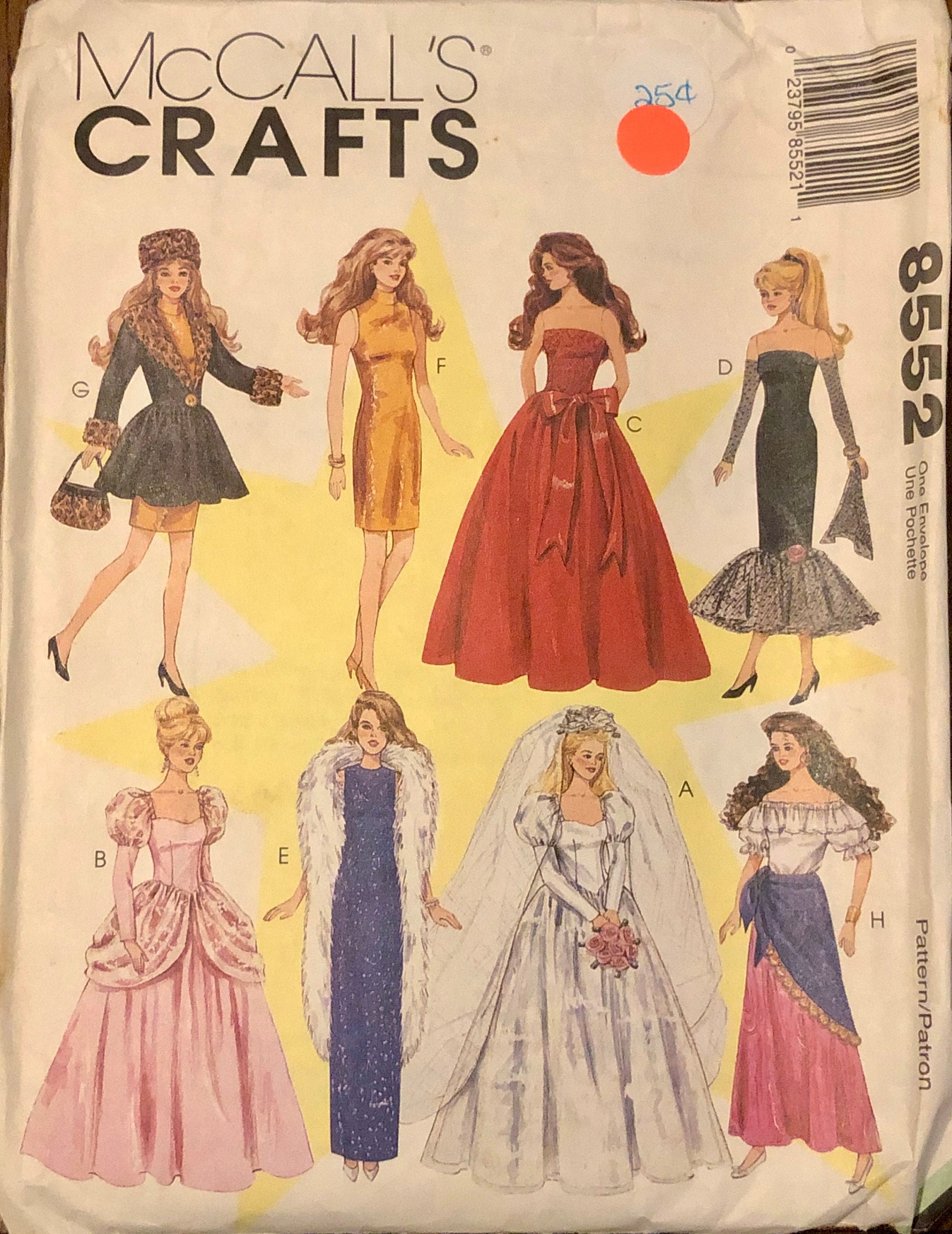 19+ Clothing Pattern Paper Mccall's 8552 Doll Clothes Pattern: 11 1/2" Fashion Doll, 1996 - Etsy
