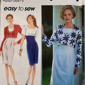 Simplicity 8221 Misses&#39;/Miss Petite Dress and Unlined Jacket 4, 6, 8 OR 10, 12, 14 UNCUT Vintage Pattern