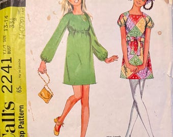 McCall’s 2241 Young Junior/Teen Dress in Two Versions Size 13-14 Uncut Pattern