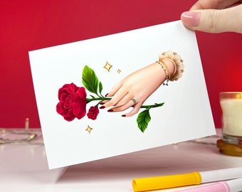 Biglietto "Rosa delicato" - Buon San Valentino - Illustrazione stampata A6 - Stampa - Idea regalo - Cartolina - Cancelleria - Ellora