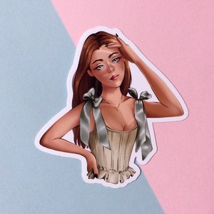 Le corset vert - Sticker - Autocollant brillant - Autocollant d'art illustré - Papeterie - Ellora