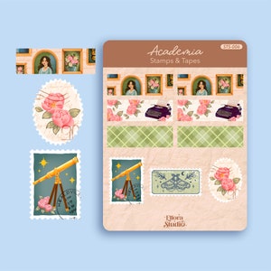 Academia Stamps & Tapes - Planche d'autocollants - Autocollants Academia - Papeterie - Ellora Studio