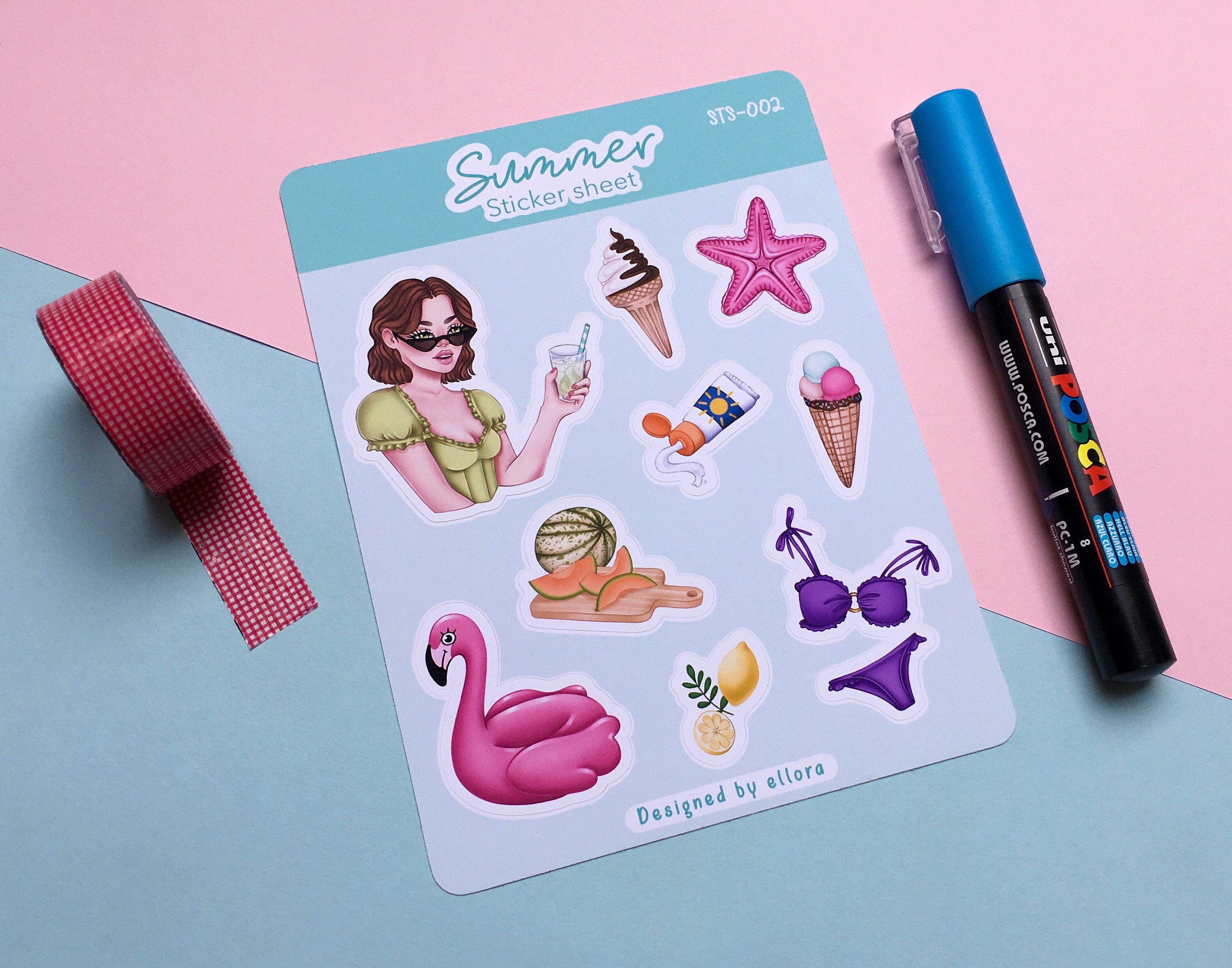 Summer Sticker Sheet - Summer Sticker Sheet - Stationery - Ellora - Etsy
