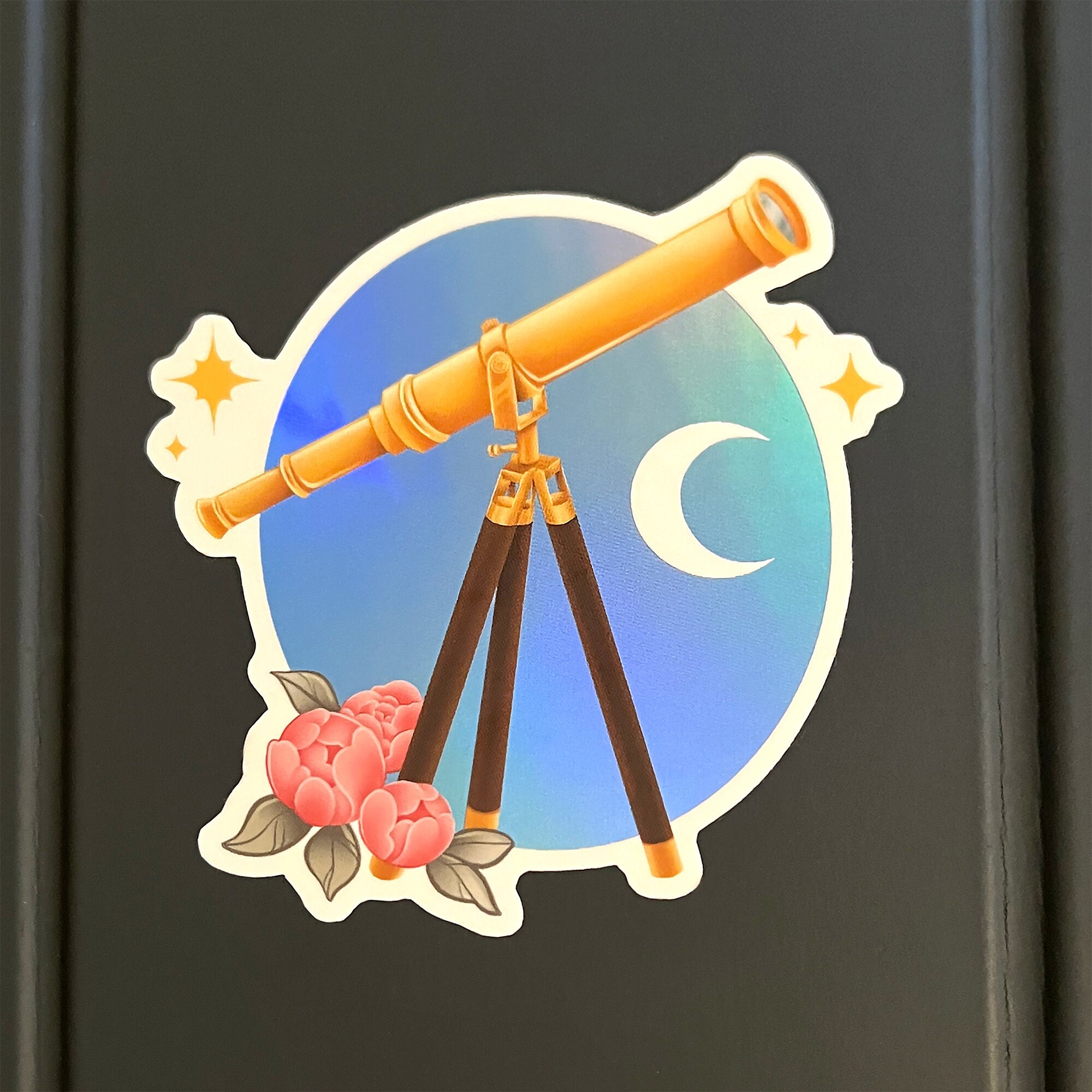 Starry Telescope - Holographic Sticker - Illustrated Sticker - Academia ...