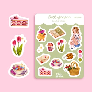 Cottagecore Sticker Sheet - Planche d'autocollants - Autocollants printemps - Papeterie - Ellora