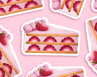 Fraisier Cottagecore - Autocollant illustré - Sticker Gourmand - Printemps - Papeterie - Ellora Studio