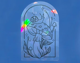 Suncatcher sticker "Champignon" - Autocollant attrape-soleil - Sticker solaire - créateur d'arc-en-ciel - Rainbow decal - ElloraStudio