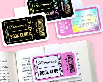 Marque-page magnétique "Romance Book Club" - Illustration lecture - holographique - Doré - Papeterie - fan lecture - ElloraStudio
