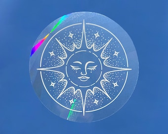 Suncatcher sticker "Soleil" - Autocollant attrape-soleil - Sticker solaire - créateur d'arc-en-ciel - Rainbow decal - ElloraStudio
