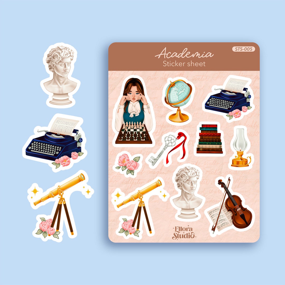 Academia Sticker Sheet - Sticker Sheet - Academia Stickers - Stationery ...