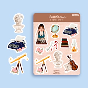 Academia Sticker Sheet - Planche d'autocollants - Autocollants Academia - Papeterie - Ellora Studio