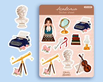 Academia Sticker Sheet - Planche d'autocollants - Autocollants Academia - Papeterie - Ellora Studio