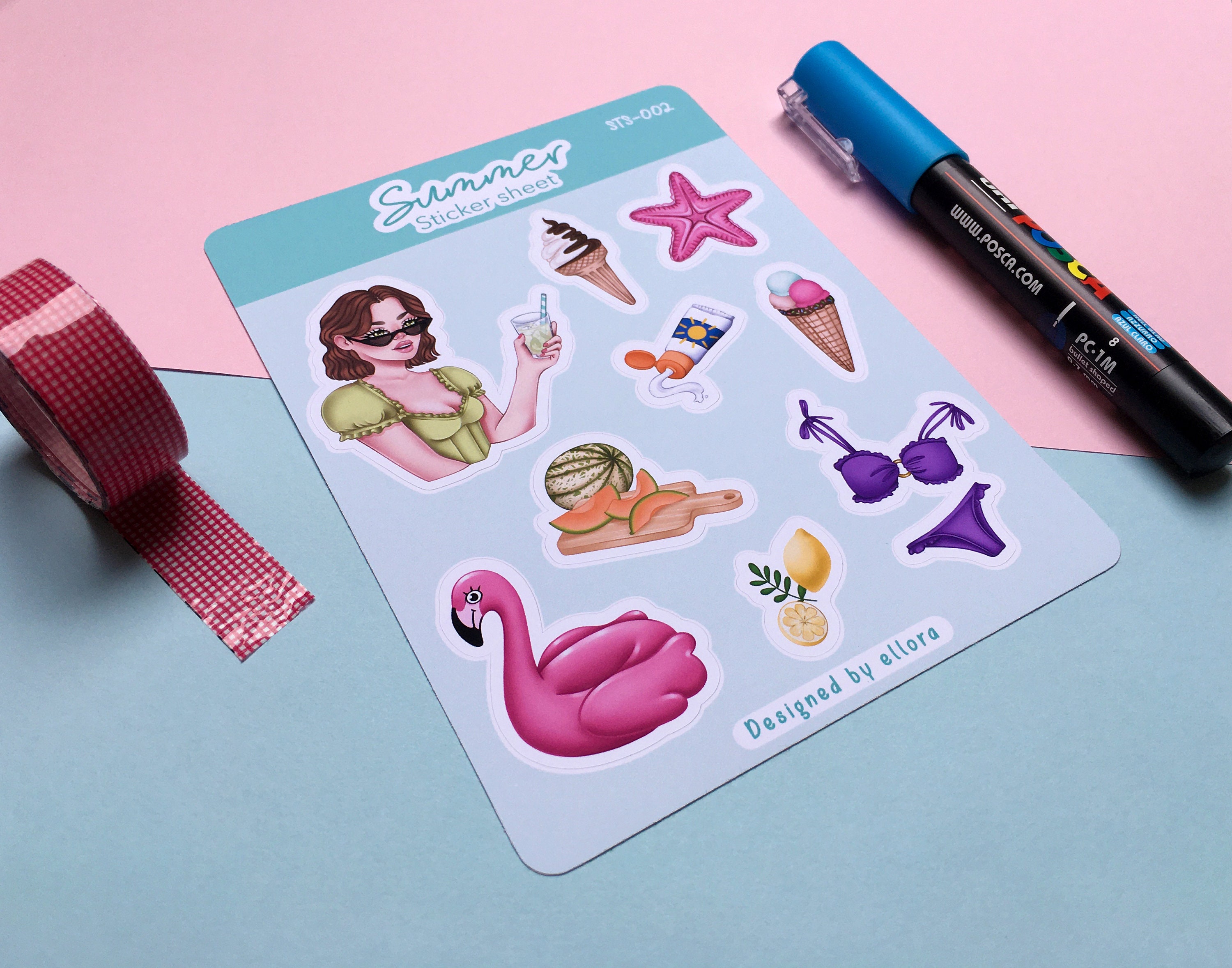 Summer Sticker Sheet - Summer Sticker Sheet - Stationery - Ellora - Etsy
