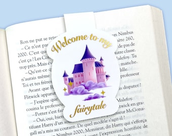 Marque-page magnétique "Welcome to my fairytale" - Illustration château - Doré - marque-page aimanté - Cadeau lecteur lectrice - Papeterie