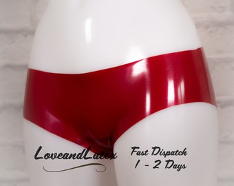 Cheeky Latex Panties, Metallic Red