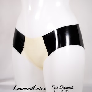 Cheeky Latex Panties, Two Tone, Black, Natural, Customisable