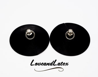 Latex Nipple Pasties with Rings, Round