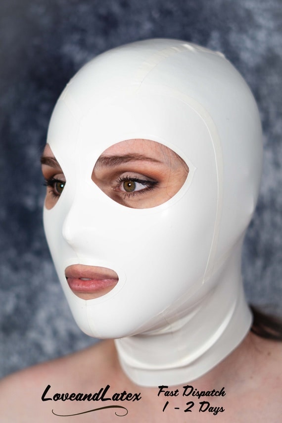 Cagoule en latex blanc, coupe féminine, yeux de chat, unisexe, coupe  extensible, haute qualité -  France