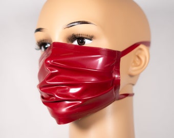 Latex gezichtsmasker, geplooid, rood