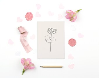 Printable Valentine Greeting Cards, 4 minimal designs, digital download