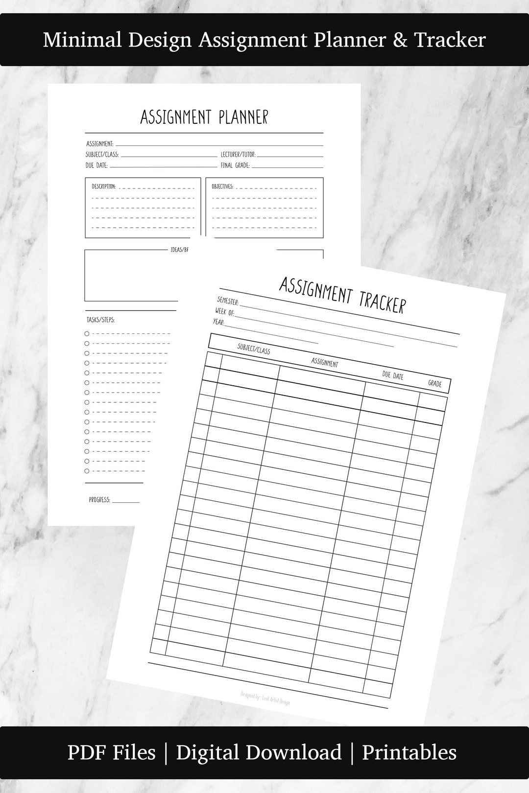 Printable Minimal Assignment Planner & Tracker A5, A4 and Us Letter ...