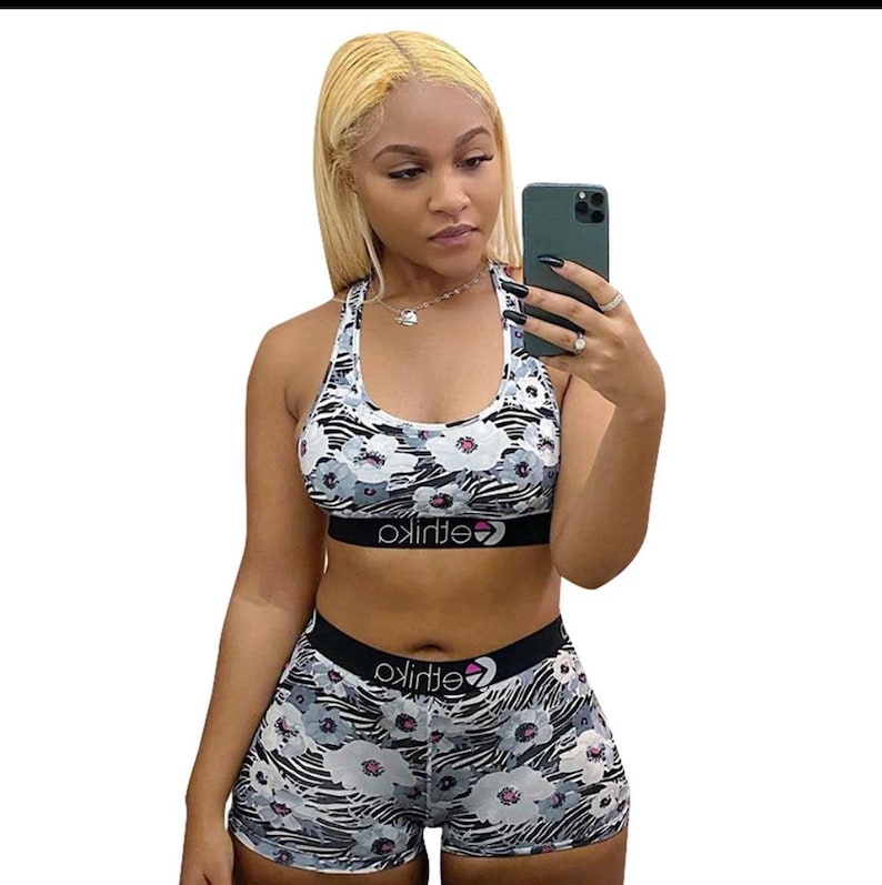 2 piece womens Ethika Sports Bra and Boyshort Set Etsy