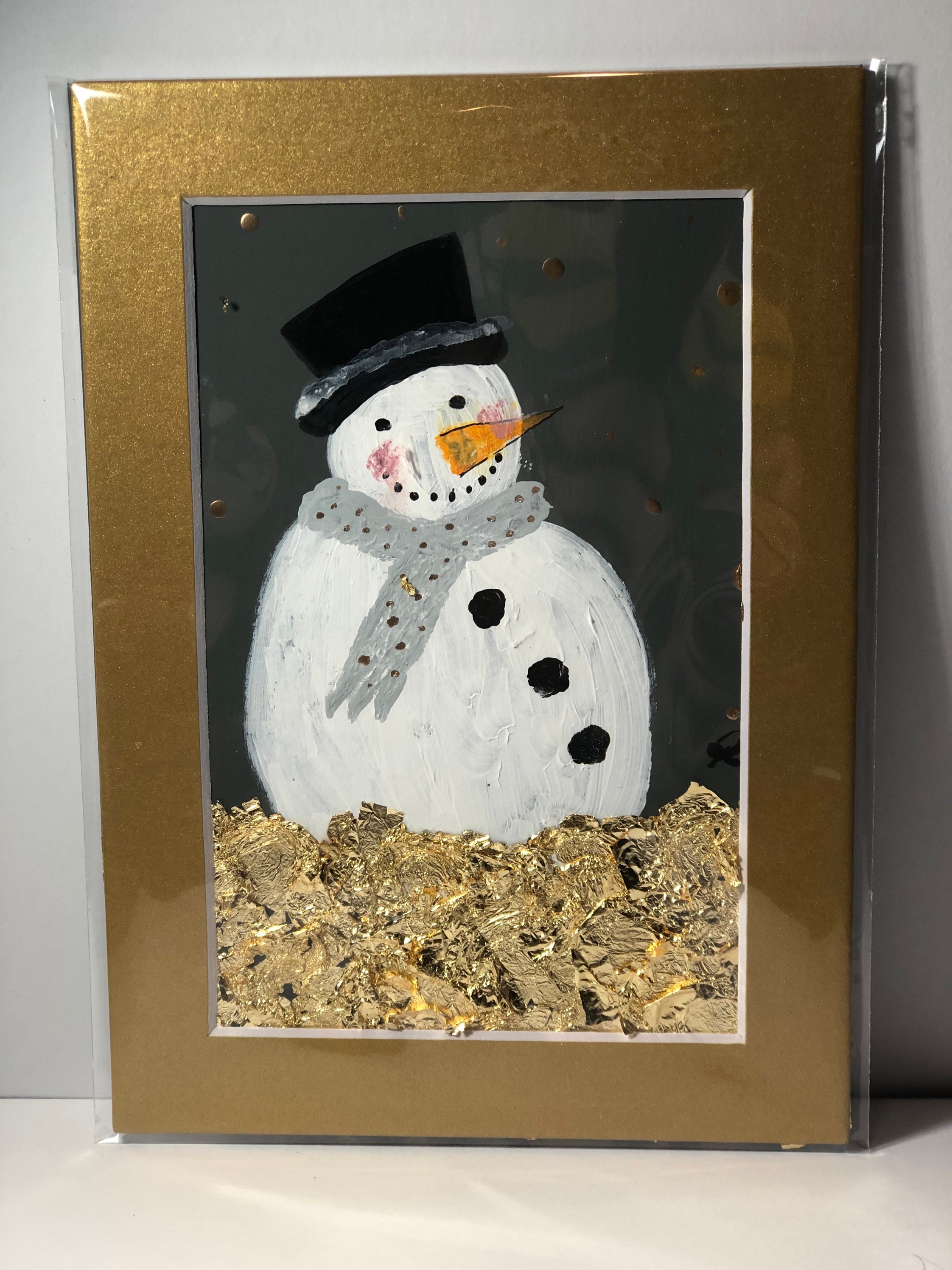 Snowman painting | Etsy