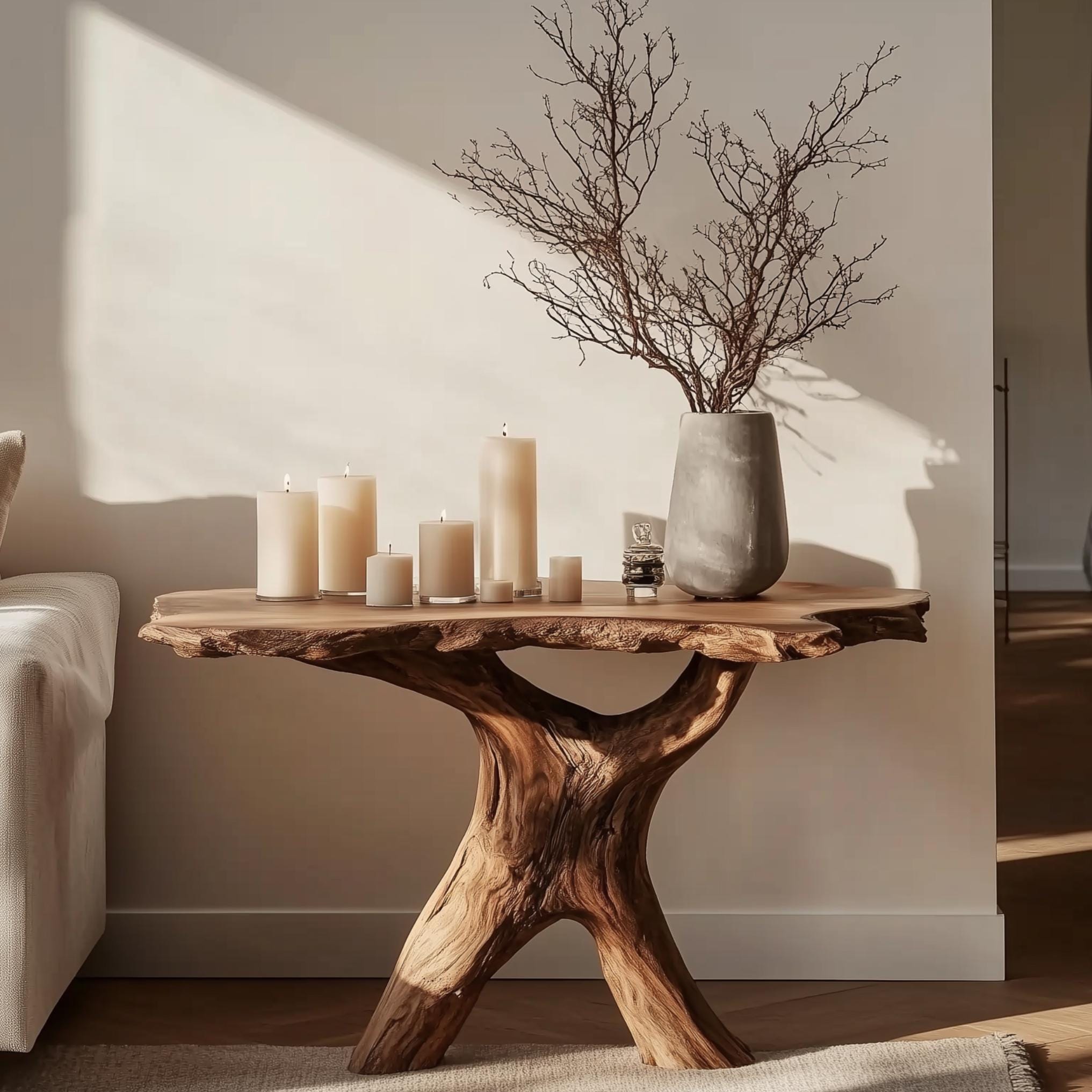 Rustic Console Table | Handmade Natural Wood Console Table | Furniture Narrow Entryway Table| Console Table for Hallways and Living Rooms