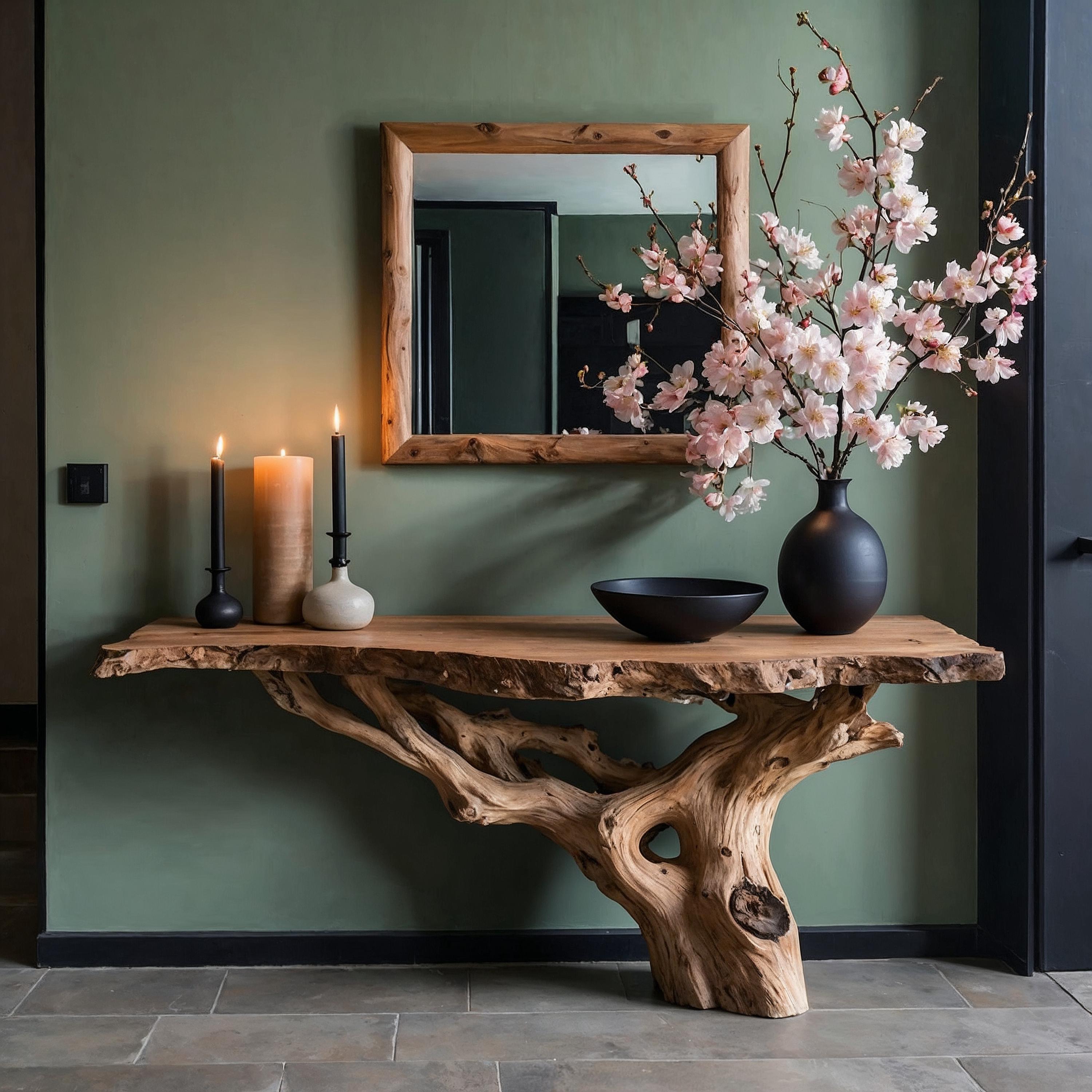 Rustic Live Edge Console Table | Narrow Handmade Entryway Table | Natural Wood Farmhouse Furniture For Hall Decor