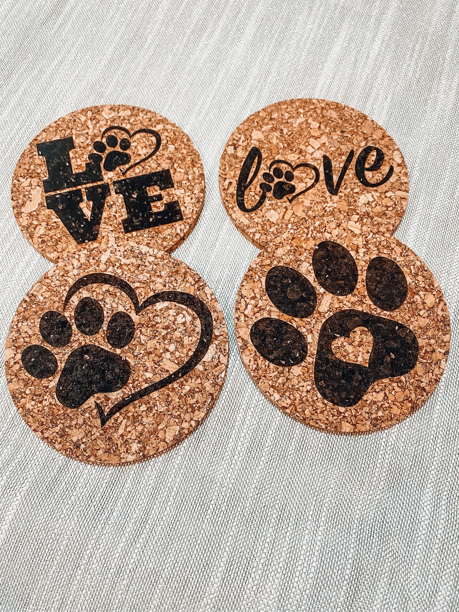 Puppy Love Cork Coasters Coaster Set Paw Print Dog Mom Dog Etsy
