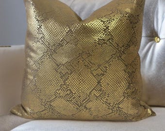 luxury Gold handmade faux Animal skin pillowcase- gold Decorative Throw Pillows- Gold Animal Print pillows