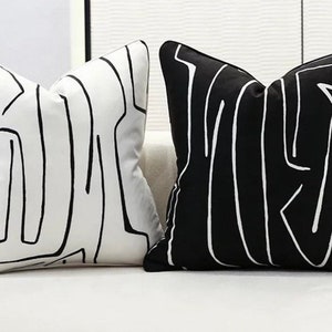 Minimalist Line Art Pillow Cover: Black and White Throw Pillowcase