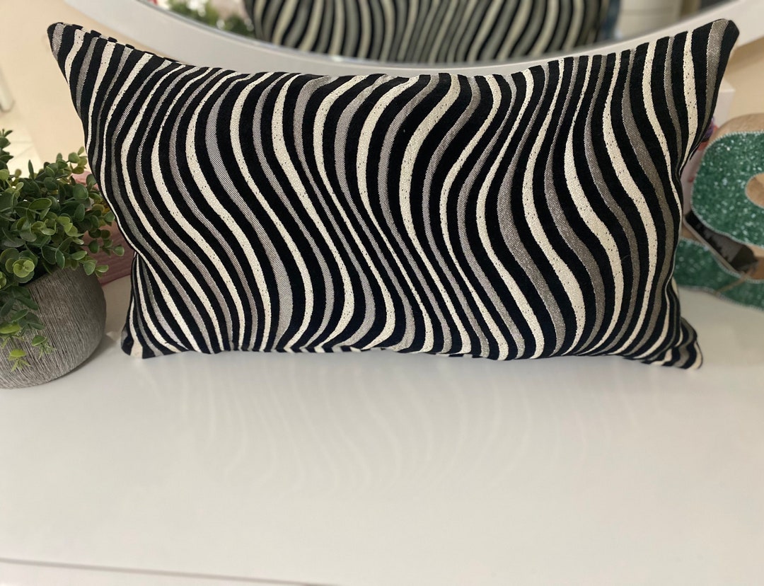 Zebra Decorative Lumbar Pillow Size 24x14 Black Zebra Lumbar Pillow