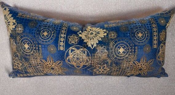 Blue Lumbar Pillow Gold Lumbar Pillow Abstract Lumbar Pillow Blue Velvet Lumbar Pillow Etsy Canada