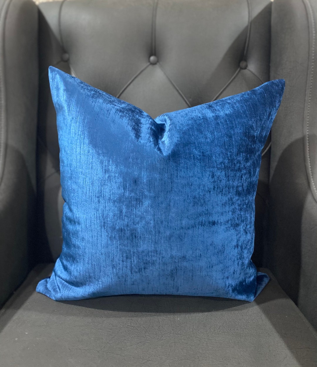 Luxury Royal Blue Velvet Throw Pillow Blue Velvet Pillowcase Etsy