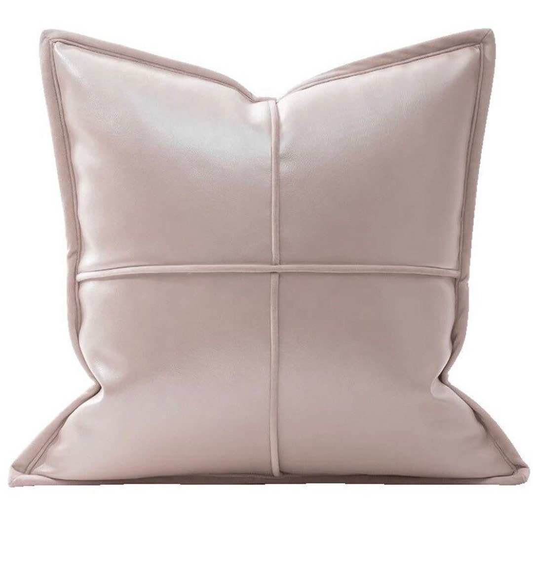 Blush Pink Leather Pillow Cover Leather Pillowcase/ Pink Pillow Cover