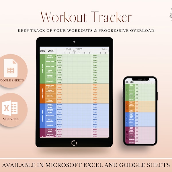 Workout Tracker Spreadsheet for Google Sheets, Activity Log, Weight Loss & Fitness, Monthly Workout Tracker